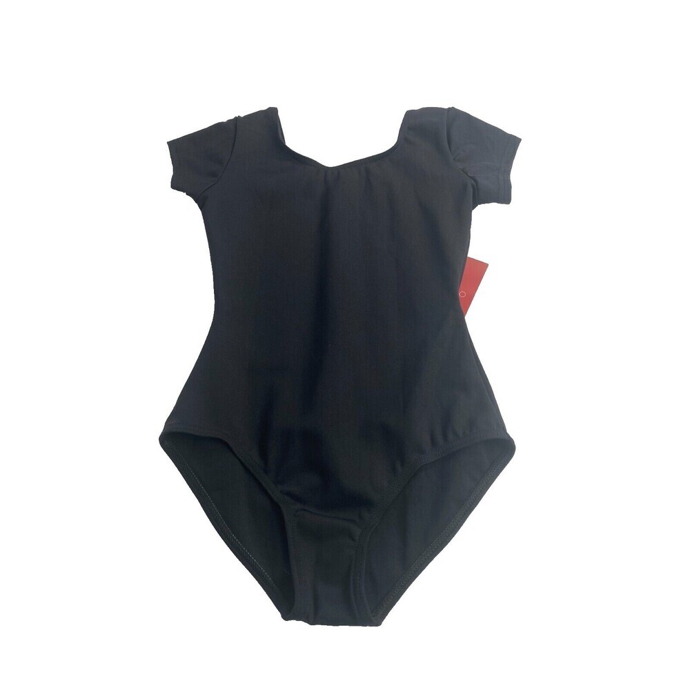 Capezio girls Team Basic Short Sleeve athletic‎ leotards, Black Size M New